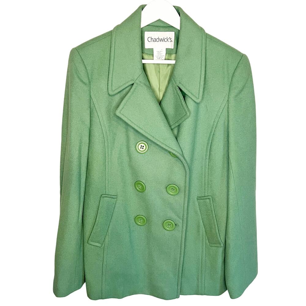 Vintage Green Coat 100% Wool Size 10